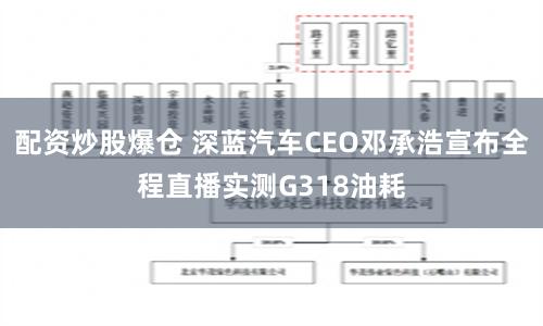 配资炒股爆仓 深蓝汽车CEO邓承浩宣布全程直播实测G318油耗